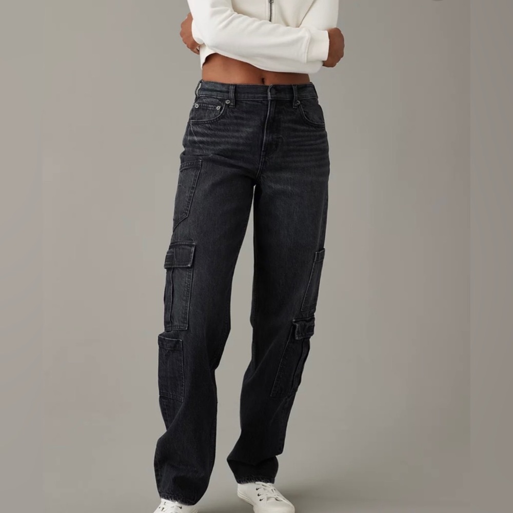 High-Waisted Baggy Straight Cargo Jean